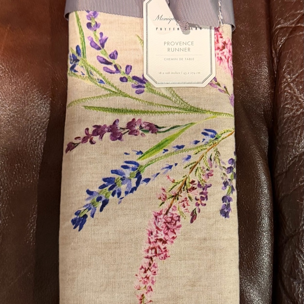 Pottery Barn Lavender Embroidered Botanical Pillow Cover in Beige and Purple - Picture 3 of 5